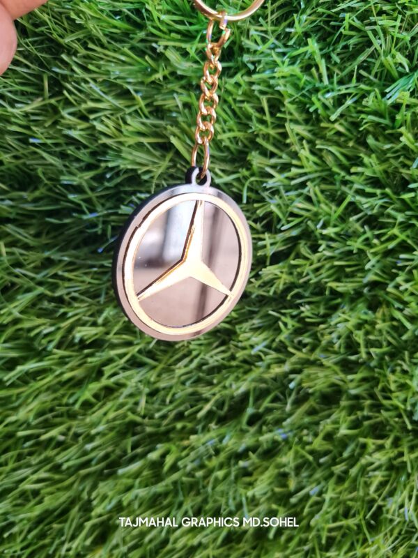 Mercedes Logo Key Chain Golden Arylic - Image 2