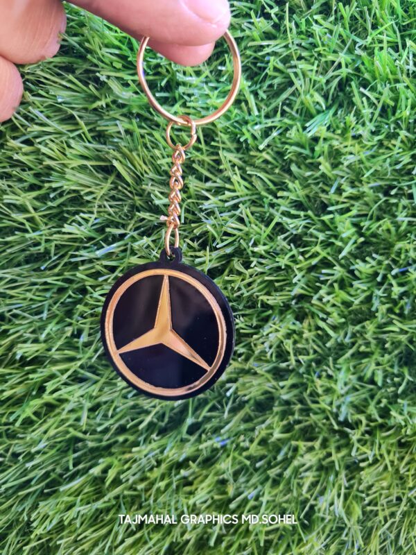 Mercedes Logo Key Chain Golden Arylic